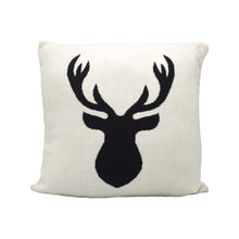 Load image into Gallery viewer, Reindeer Black White Accent Pillow