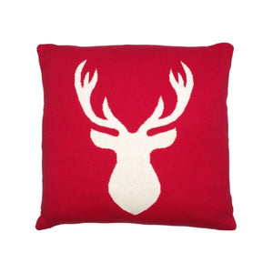 Reindeer Red White Accent Pillow