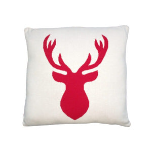 Reindeer Red White Accent Pillow