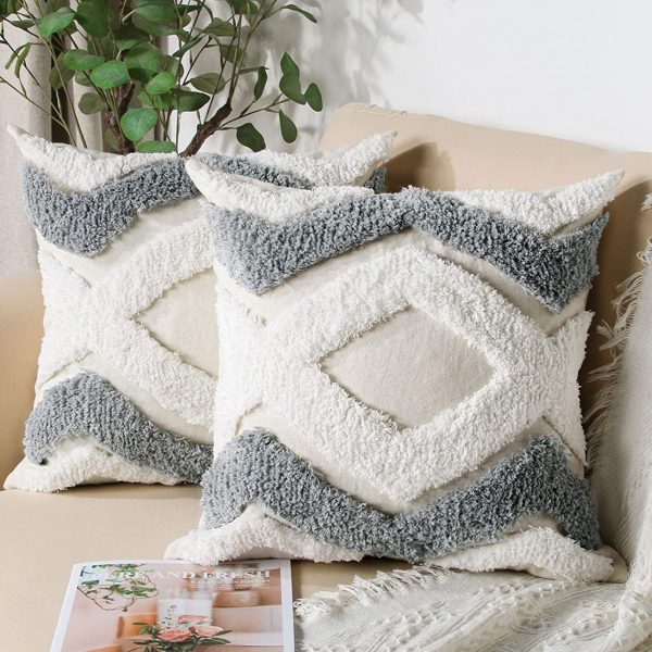 Tuft Chevron Diamond Accent Pillow