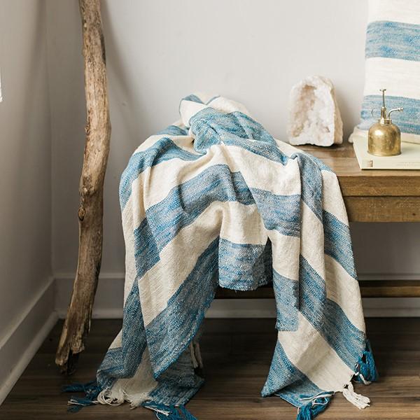 55” x 65” Striped Cotton Throw