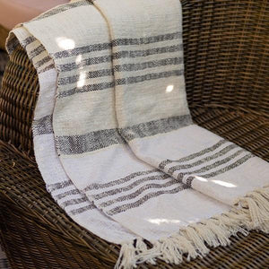 50” x 65” Striped Cotton Throw With Tassels