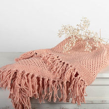 Load image into Gallery viewer, 50” x 65” Knitted Throw With Tassels
