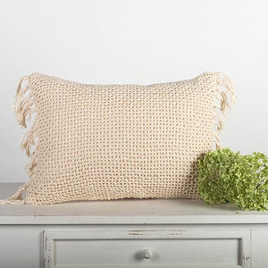 12" x 20" Knitted Rectangular Cushion Cover With Tassels