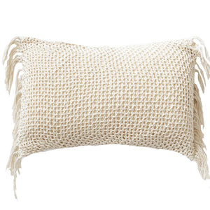 12" x 20" Knitted Rectangular Cushion Cover With Tassels