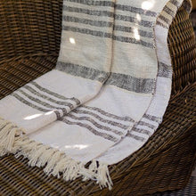 Load image into Gallery viewer, 50” x 65” Striped Cotton Throw With Tassels
