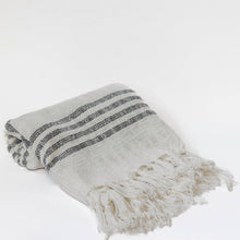 Load image into Gallery viewer, 50” x 65” Striped Cotton Throw With Tassels
