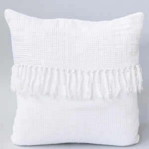 18" x 18" Waffle Weave Cushion Cover With Tassels