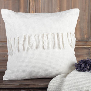 18" x 18" Waffle Weave Cushion Cover With Tassels