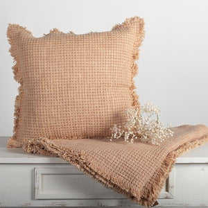 18" x 18" Cotton Cushion Cover With Fringe