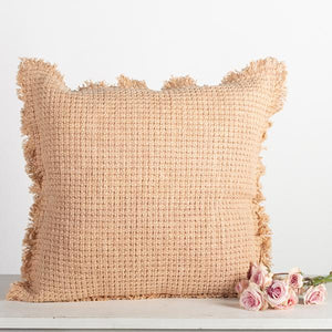 18" x 18" Cotton Cushion Cover With Fringe