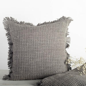 18" x 18" Cotton Cushion Cover With Fringe