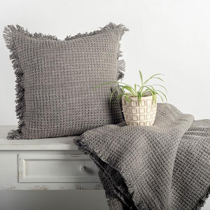 18" x 18" Cotton Cushion Cover With Fringe