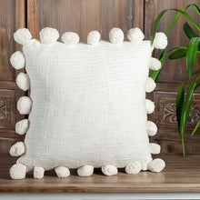 Load image into Gallery viewer, 20&quot; x 20&quot; Cotton Cushion Cover With Pom Poms
