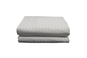 Orchid Dobby T-250 Flat Sheets King 115x120 in White W/ 1CM Striped