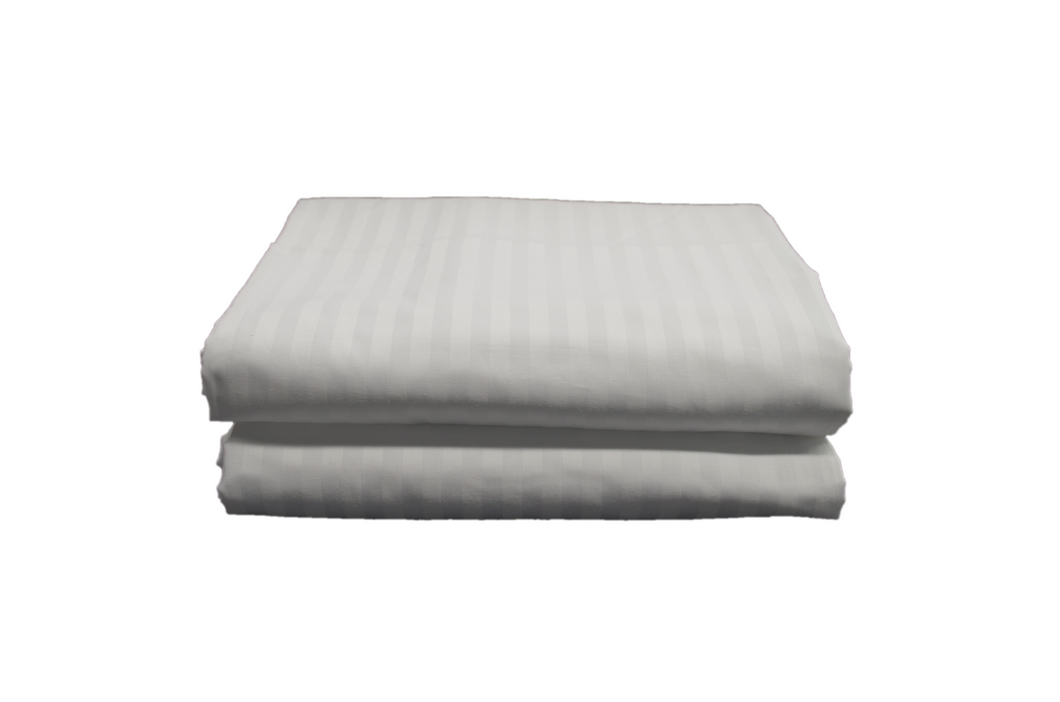 Orchid Dobby T-250 Flat Sheets Twin 66 x 115 in White W/ 1CM Striped