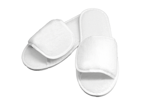 Open Toe Slippers Terry Velour One Size Fits All in White